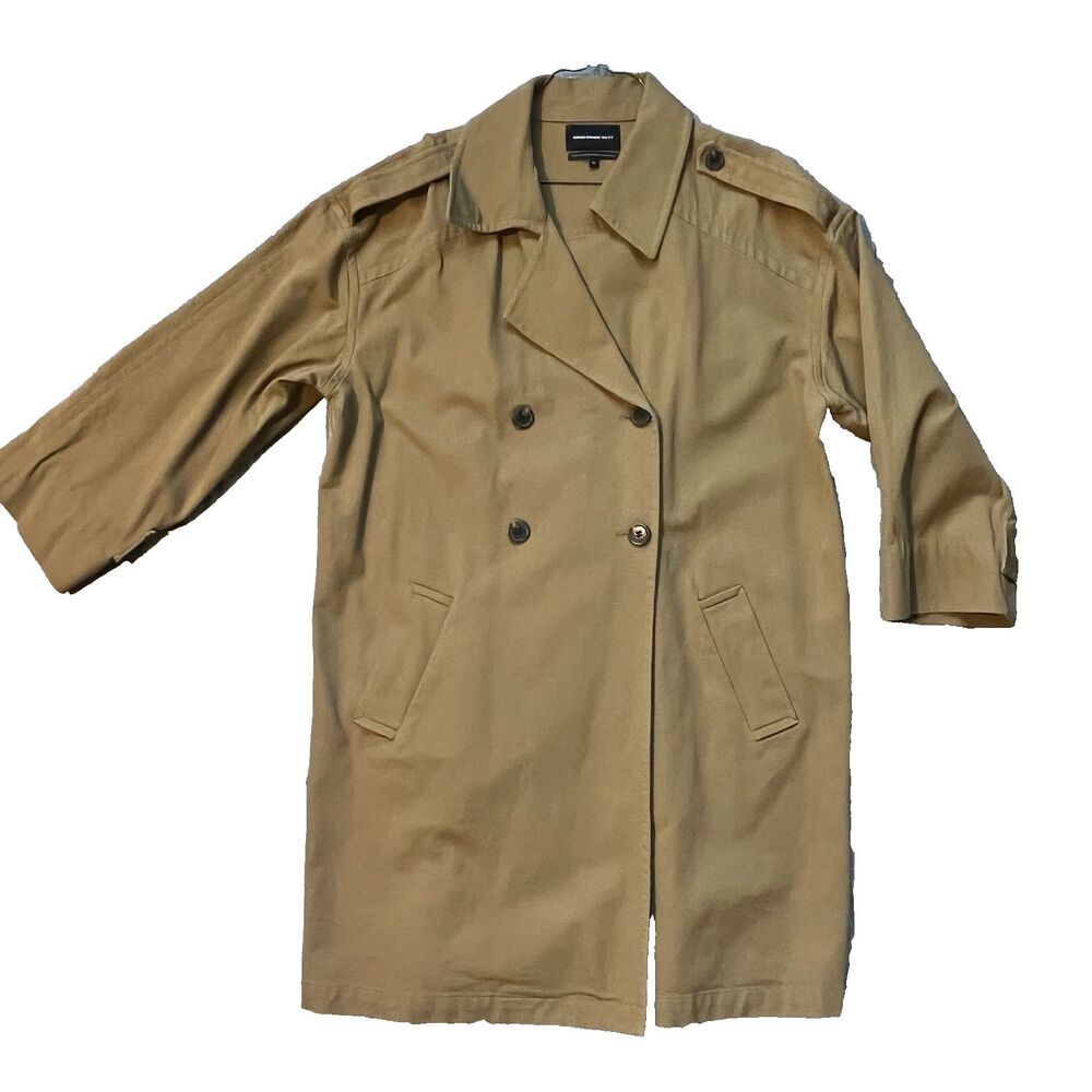 SOMETHING NAVY Medium Oversized Trench Coat 3/4 Sleeves Classic Trendy